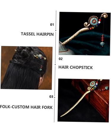 Mikinona Hairpin Tassel Hair Bun Hanfu Hair Accessories Hair Bun Stick Chinese Hair Accessories Traditional Classcical Metal Hair Barrettes Hair Bun Holder Issue Card Zinc Alloy Vintage - Buy Online on GoSupps.com