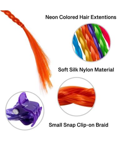 Children Diva Neon Colors Braided Hair Extension Highlight Kit - 12 Pack - Buy Online on GoSupps.com