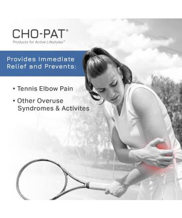 Cho-Pat Tennis Elbow Support Strap - Adjustable Compression for Tennis Elbow Treatment - Made in USA | Black Medium - Buy Online on GoSupps.com