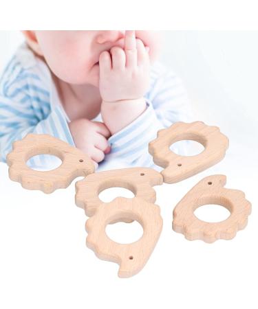 5Pcs Baby Teething Toy - Wooden Hedgehog Pendant | Beech Wood Animal Shape for Handmade Necklaces & Bracelets - Buy Online on GoSupps.com