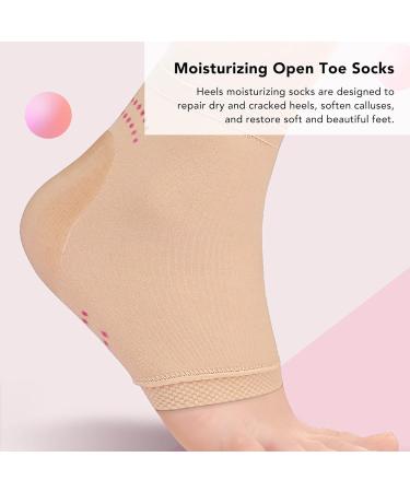 4 Pair Moisturizing Heel Socks for Cracked Dry Rough Heel Treatment Slip Resistant Open Toe Socks - Buy Online on GoSupps.com