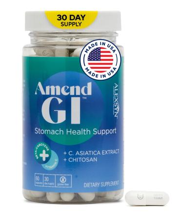 Alexsyn Amend GI All-Natural Stomach Health Support 60 Capsules - Nutraceutical for Stress-Induced Ulcer Symptoms - Supports Healing and Digestive Health with Asiatica Extract & CM Chitosan