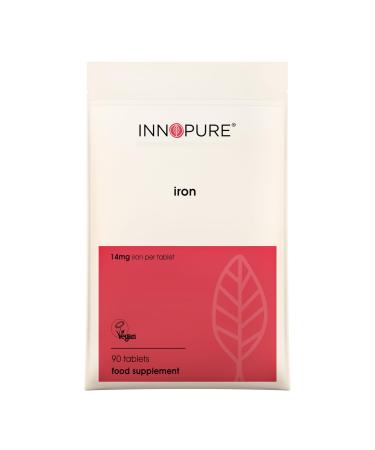 INNOPURE Iron Tablets 14mg for Energy & Immunity (No Artificial Fillers) - High Strength Supplement - Vegan Society Approved - 90 Tablets Made in The UK