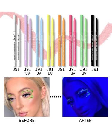 INTEROOKIE Colorful UV Fluorescent Gel Eyeliner Pen Waterproof Oil-Resistant Non-Staining Beauty Makeup with Pearlescent Eyeliner Pen (J97) - Buy Online on GoSupps.com