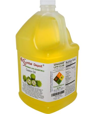 Essential Depot Castor Oil -1 Gallon - 128 oz - safety sealed HDPE container with resealable cap