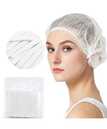 ZXFUTURE 50 Pack 21 White Disposable Nonwoven Bouffant Caps Hair net Hair Sleeves with Swivel Side Headbands Unisex Perfect for Sleeping Hair Nets Hair Nets Food Service Personal Care (Blue/White) 50pcs White Nonwove...