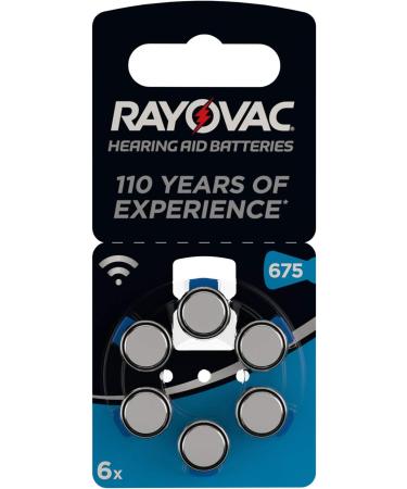 Rayovac Acoustic Zinc Air Hearing Aid Batteries Size 675 AU Blue Tab Pack of 60 6 Count (Pack of 10) 675 blue Batteries - Buy Online on GoSupps.com