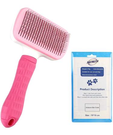 Dual Purpose Self Cleaning Slicker Brush for Dogs and Cats - Removes Shedding Mats, Tangles, and Dirt - Improves Circulation - Pink - Buy Online on GoSupps.com