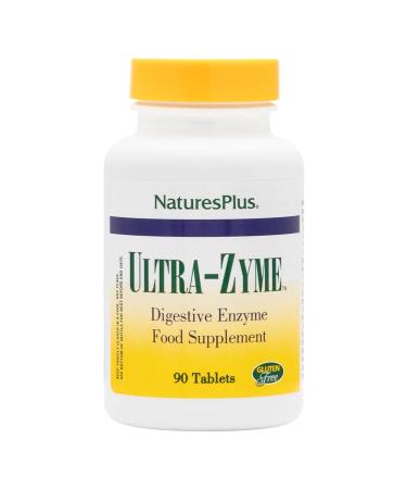NaturesPlus UltraZyme - 120 mg Ox Bile Pancreatin Betaine HCl Bromelain Lactase and Probiotic Complex- Maximum Strength Digestive Enzyme Supplement - 90 Tablets