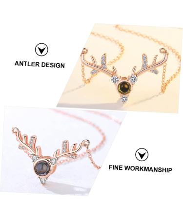 jojofuny 1 Pc Elk Horn Necklace Hand Jewelry Neck Adornment Jewelry Supply Neckline Miss Deer Necklace 45x3cm Golden - Buy Online on GoSupps.com