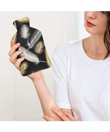 Golden Feather Hot Water Bottle with Plush Cover | Hand Warmer for Adults & Children | 26.5x15.3cm - International Shipping - Buy Online on GoSupps.com