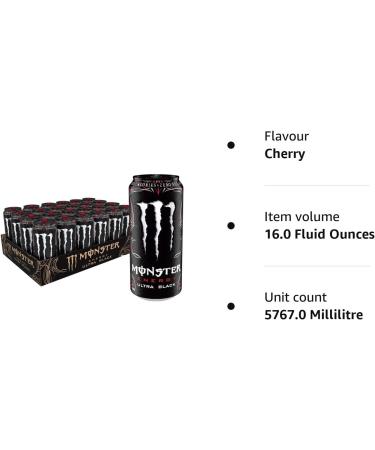 Monster Energy Ultra Black Energy Drink 473 ml Cherry 473 ml (Pack of 1) - Buy Online on GoSupps.com
