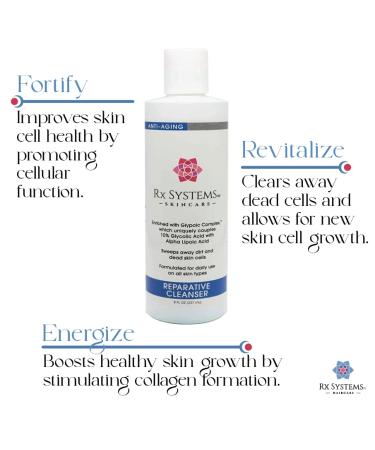 Rx Systems PF Reparative Facial Cleanser 8 oz Repairs Skin Clears away Oil and Dirt Build Up Prevents Acne and Clogged Pores - Buy Online on GoSupps.com