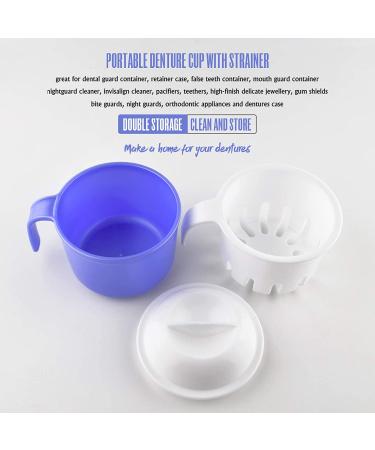 Denture Cup with Strainer and Lid - Large False Teeth Bath Cup for Soaking/Storing - 10.6 Oz Capacity - 1 Count - Buy Online on GoSupps.com