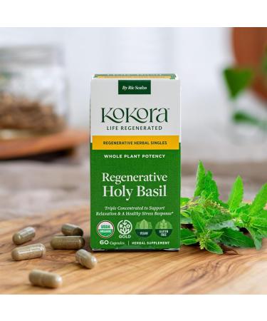 kokora Regenerative Holy Basil Regenerative Organic Certified Holy Basil Vegan Gluten-Free Relaxation & Healthy Stress Response Support 60 Capsules - Buy Online on GoSupps.com