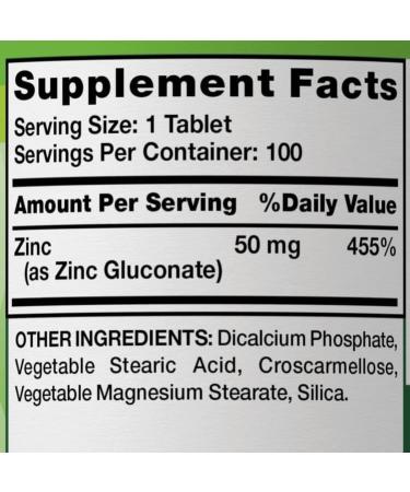 Nature's Truth Chelated Zinc 50mg - Essential Mineral Supplement, Zinc Gluconate, 100 Tablets - Vegetarian, Non-GMO, Gluten Free - Buy Online on GoSupps.com