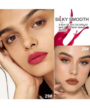Matte Red Wine Liquid Lipstick Set - 6 Colors, Long Lasting & Waterproof | Velvet Finish Lip Makeup Gift for Girls & Women (Set05) - Buy Online on GoSupps.com