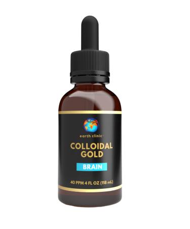 Earth Clinic Colloidal Gold - 4 oz Dropper Bottle 40 PPM Double Potency Pure Gold Nanoparticles - Enhanced Brain Health & Cognitive Support
