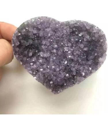 9cm-10cm Natural Crystal Craft Heart Shaped Stone Amethyst geode 1pc Chakra Reiki Balancing - Buy Online on GoSupps.com