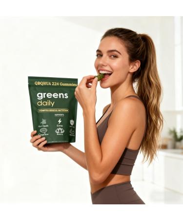 QBQHUA Greens Gummies with Chlorella and Spirulina Maintain Immunity Digestive and Gut Health Support 224 Count - Buy Online on GoSupps.com