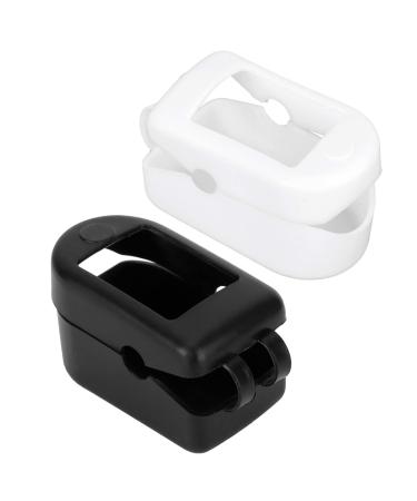 2Pcs Blood Oxygen Case Oximeter Cover Fingertip Blood Oxygen Saturation Monitor Cover Portable Silicone Fingertip Pulse Monitor Protector for Travel Home Black White Black+white