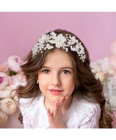IYOU Holy Communion Hair Accessories White Flower Headband Pearl Birthday Wedding Headpiece for Girls - Buy Online on GoSupps.com