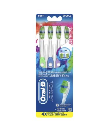Oral-B Indicator Colour Collection Toothbrush Soft 4 Count (packaging may vary) Indicator Colour Collection (Soft) 4 Count