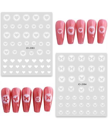 NICENEEDED White Airbrush Nail Art Stencils Stickers Holographic Hollow 3D Self-Adhesive Design Butterfly Bow Stars Moon Heart Cross Nail Transfer Decals for Women Girls Manicure Charms Decoration - Buy Online on GoSupps.com