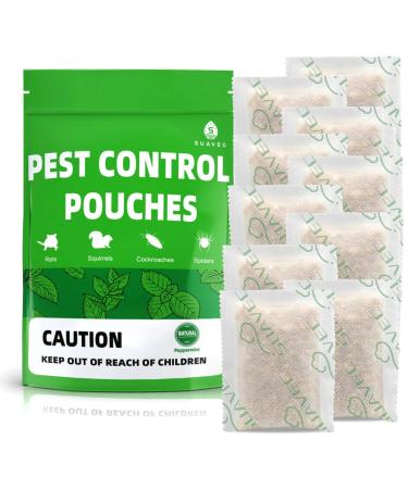 SUAVEC Pest Control Pouches, Squirrel Repellent, Rodent Repellent Peppermint, Repel Squirrels, Rodents, Mouse, Mice, Rats, Ant, Spider & Other Pest, Indoor Mice Repellent, Pest Repellent- 10 Pouches PEST-10P