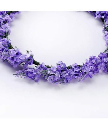 Frcolor Lavender Flower Crown Simulation Floral Headband Wedding Bridal Hair Garland Hair Wreath for Beach Vacation (Light Purple) - Buy Online on GoSupps.com