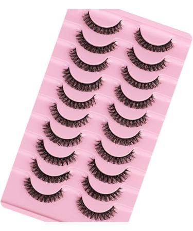 Eyelashes Russian Strip Lashes Natural Fluffy Wispy D Curly Effect Hybrid Strip Lashes Look Like Extensions 10 Pairs (D-01) - Buy Online on GoSupps.com