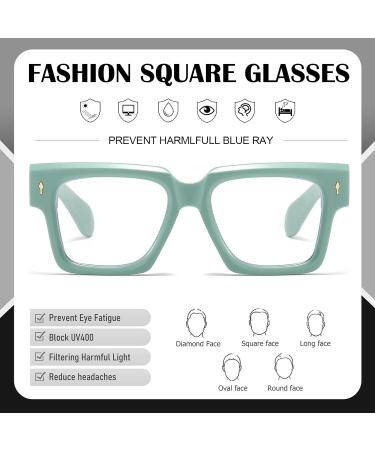 Buy Fashion Square Glasses for Men & Women - Thick Frame Black Blue Light Blocking Eyeglasses (Green) - Shop Internationally - Buy Online on GoSupps.com