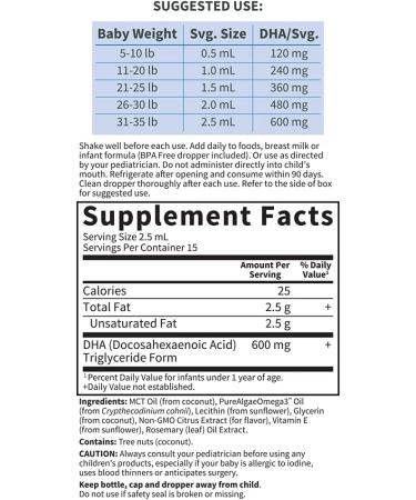 Garden of Life Baby Plant DHA Liquid 1.26 fl oz | Essential Omega-3 for Infants - Buy Online on GoSupps.com