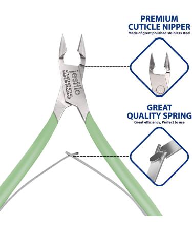 Professional Cuticle Nippers Stainless Steel Cuticle Cutters and Remover -Best Nipper Scissors Nail Care Tool for Manicure and Pedicure (Green) - Buy Online on GoSupps.com