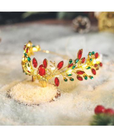 IYOU Light Up Deer Crown Red Crystal Christmas Fairy Headband Led Rhinestone Costume Xmas Hair Accessories for Women - Buy Online on GoSupps.com