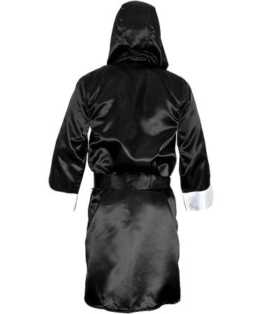 Cleto Reyes Satin Boxing Robe with Hood - X-Large - Black/White - Buy Online on GoSupps.com