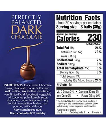 Lindt LINDOR Dark Chocolate Truffles - Smooth Melting Center - 25.4 oz, 60 Count - Gift Ready - 1.6 Pound Pack - Buy Online on GoSupps.com