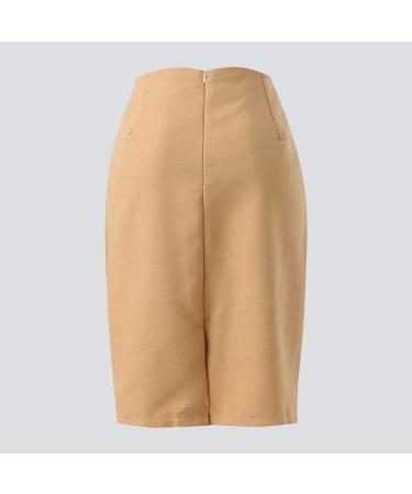 Women's Elegant A-Line Ball Dress - Casual Elastic Knee-Length Skirt in Khaki | Stylish & Comfortable Leisure Skirt for Every Occasion - Buy Online on GoSupps.com