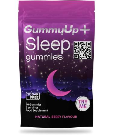 5 Servings of Sugar-Free Sleep Gummies | High Strength 100mg Natural Melatonin from Griffonia Extract | Vegan & Gluten-Free | Chewable Berry Flavour | Gummy up - Buy Online on GoSupps.com