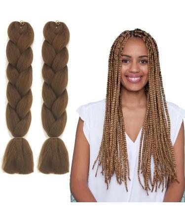 Just Another One 24inch Hair Extensions for Jumbo Braiding Colourful Pre Stretched Hair Heat Resistant Yaki Synthetic African Box Braids Crochet Twist hair for Women Girls & Unisex Medium Brown 27 Medium Brown 24 inches - Buy Online on GoSupps.com