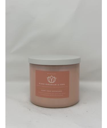 Blush Geranium & Fern 3 Wick Candle 14.5 oz / 411 g Made with Natural Essential Oils