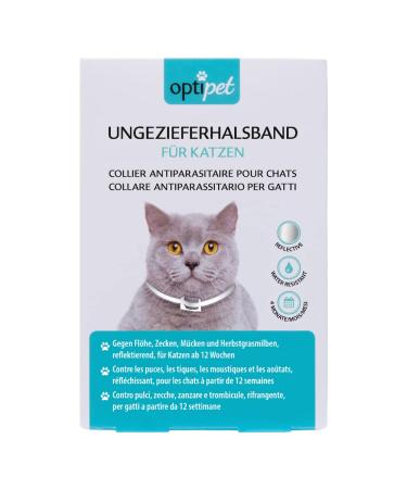 OptiPet 1x anti-parasite collar for cats 4 months protection against fleas ticks mosquitoes mites reflective for cats from 12 weeks