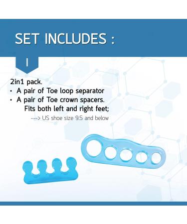 BENNARA Toe Straightener Set - Toe Loop Separator, Toe Crown Separator for Hammer Toe, Bunion Corrector for Men and Women - Blue (US Shoe Size 9.5 and Below) - Buy Online on GoSupps.com