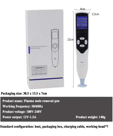  HDaspijh Ozone Fibroblast Plasma Pen for Face Lifting Wrinkle Removal Freckle and Mole Removal Eyelid Lifting 8 Energy Levels 7 Replacement Heads LCD Screen - Buy Online on GoSupps.com