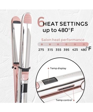 Rozamor Professional Titanium Hair Straightener | Fast Heating 2 in 1 Hair Styling Tool | Pink Double Side Straightening/Curling Iron | Ideal Gift for Women/Girls - Buy Online on GoSupps.com