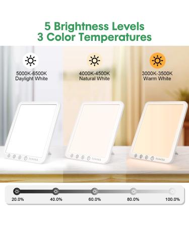 DIKAKO Light Therapy Lamp - 15000 Lx Sun Lamp - 3 Color Temp - Adjustable Brightness & Timer - Touch Control - Rotatable Stand - Memory Function - Home & Office Use - Buy Online on GoSupps.com