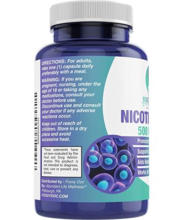 Nicotinamide 500 mg - Flush-Free Vitamin B3 for Energy & Skin Health | 120 Veggie Caps by Foxxy Doc - Best Value - Buy Online on GoSupps.com