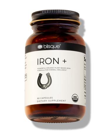 Blisque - Organic Plant-Based Iron Formula for Blood Health Immune Support and Energy | from Organic Curry Leaf Extract | 90 Capsules