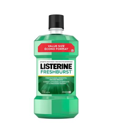 Listerine Fresh Burst Antiseptic Mouthwash Essential Oils Menthol Thymol Eucalpytol Plaque Bad Breath Gingivitis 1.5L Mouthwash Fresh Burst (1.5L)