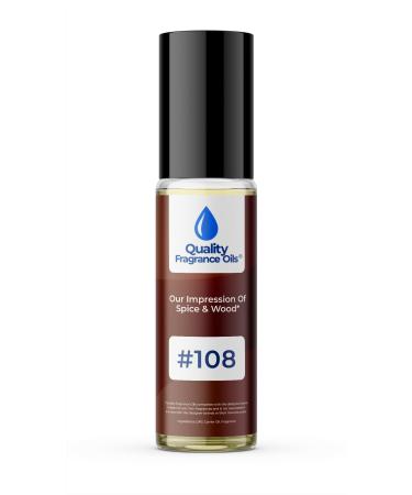 Quality Fragrance Oils' Impression #108 Inspired by Spice and Wood for Men (10ml Roll On) Spice & Wood Impression #108 0.34 Fl Oz (Pack of 1)